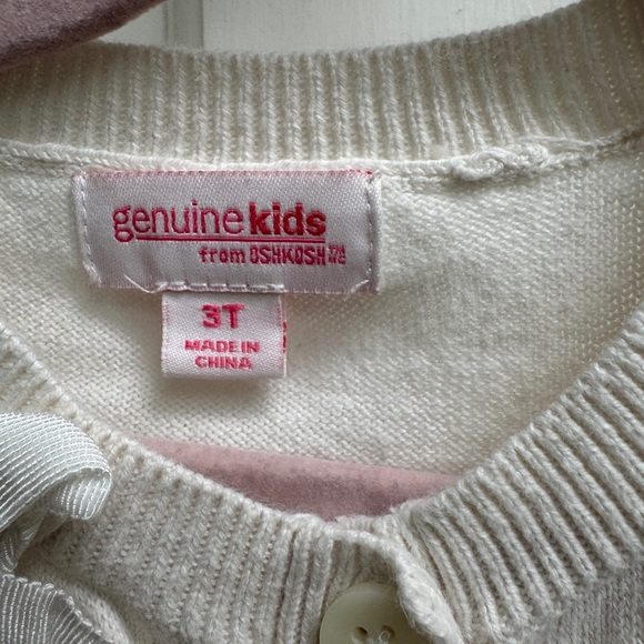 OshKosh B'gosh Genuine Kids 3T Girls  Cream Ruffle Sweater Cardigan - Picture 5 of 6